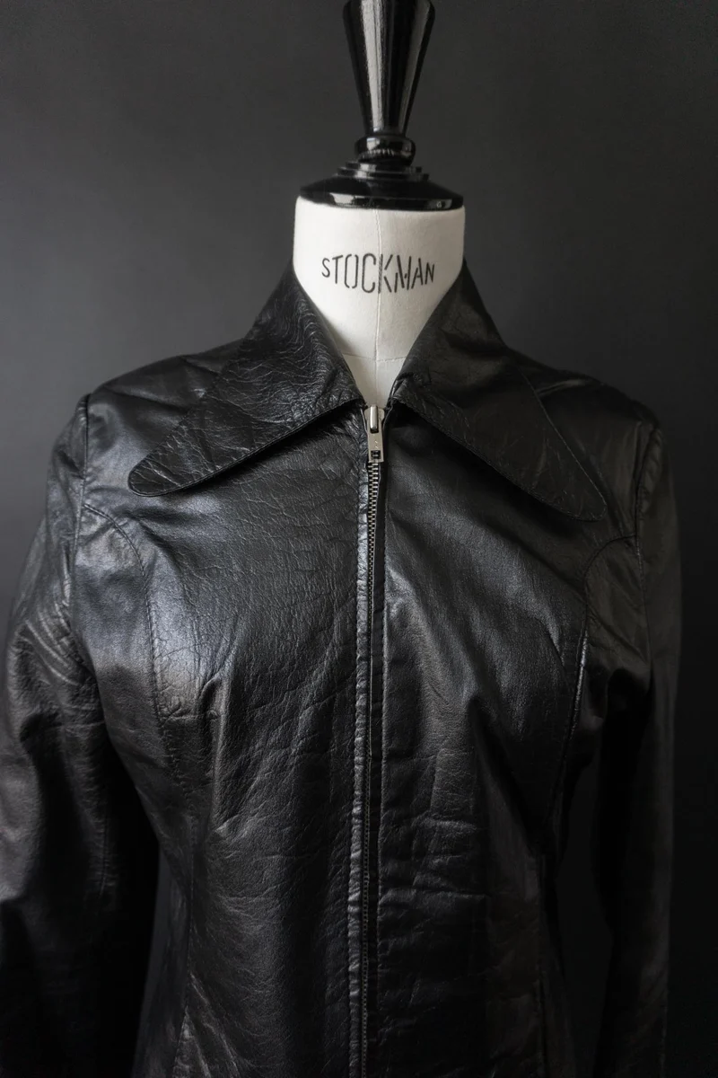 Vintage 70s Lederjacke Echtleder, Zipper, XS-S