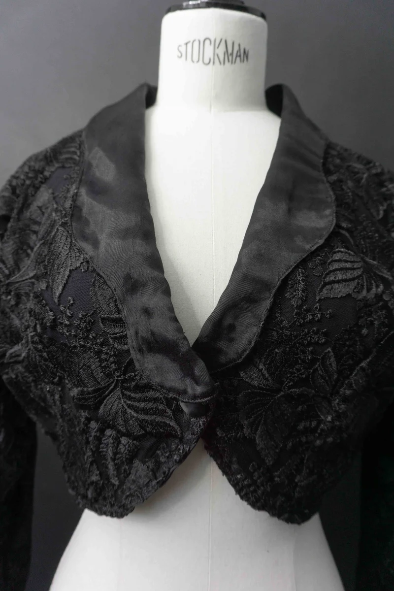 Vintage Bolerojacke, schwarze Spitze, XS–S