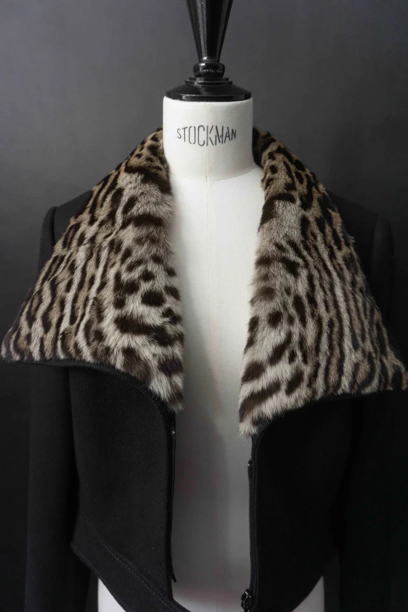 Vintage 50s Gothic Wool Jacke mit Pelzkragen