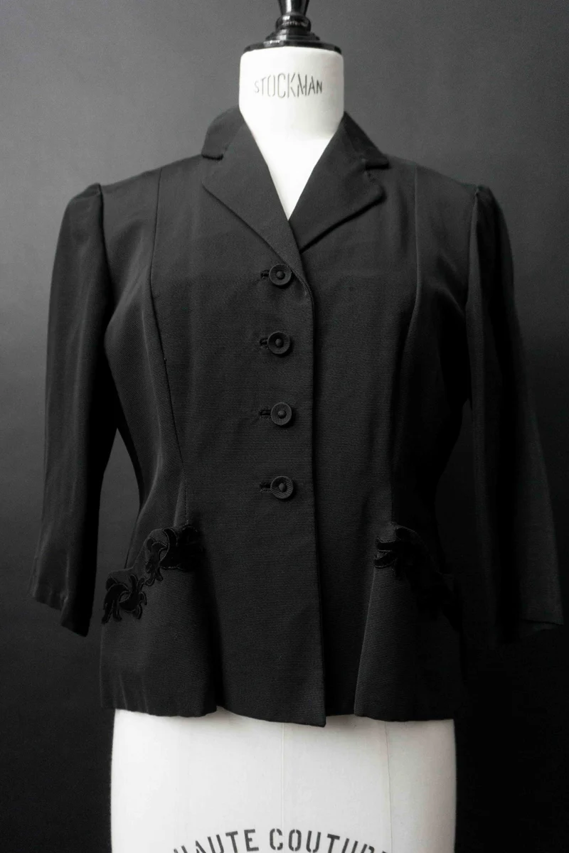 Vintage 40s Blazer Midnight Heiress, S–M