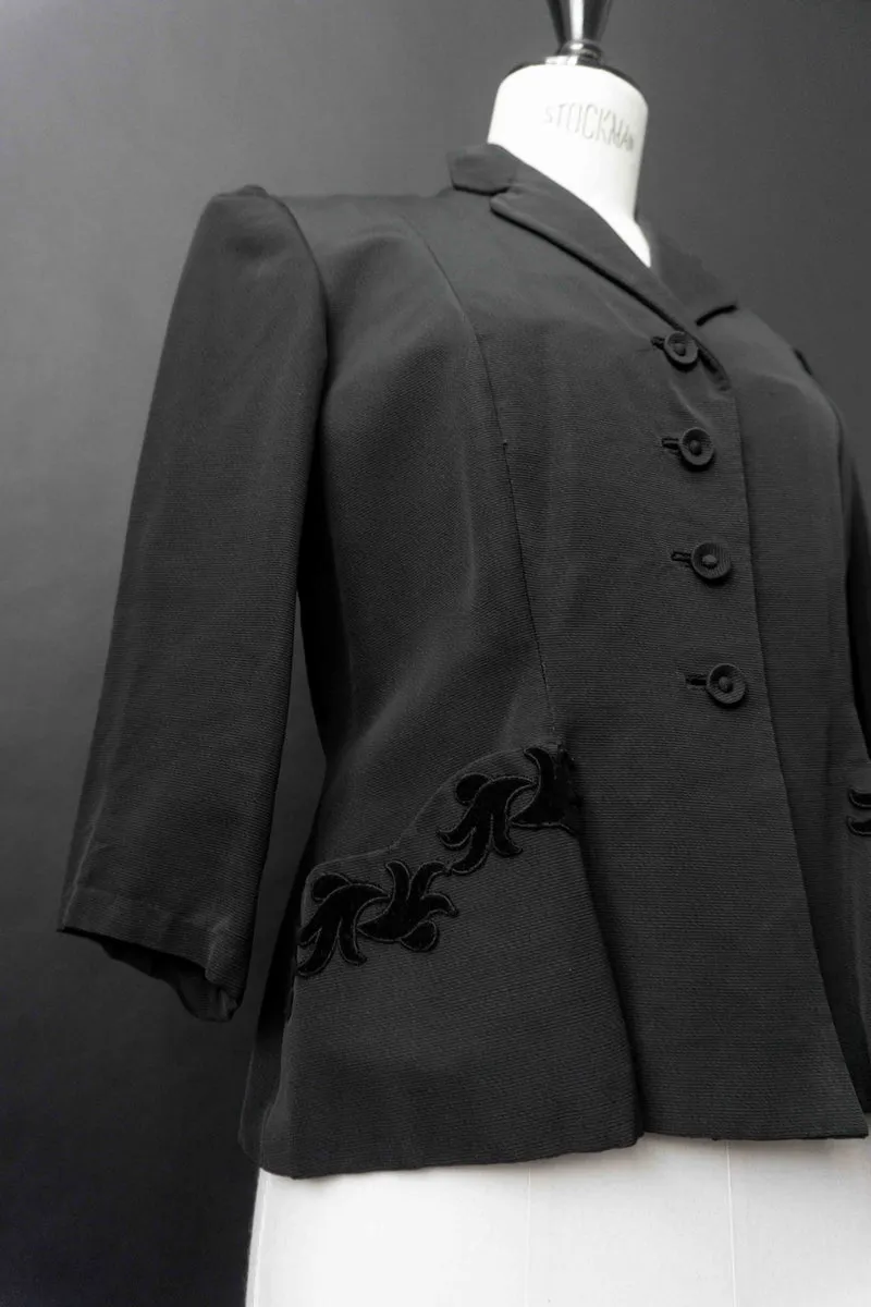 Vintage 40s Blazer Midnight Heiress, S–M