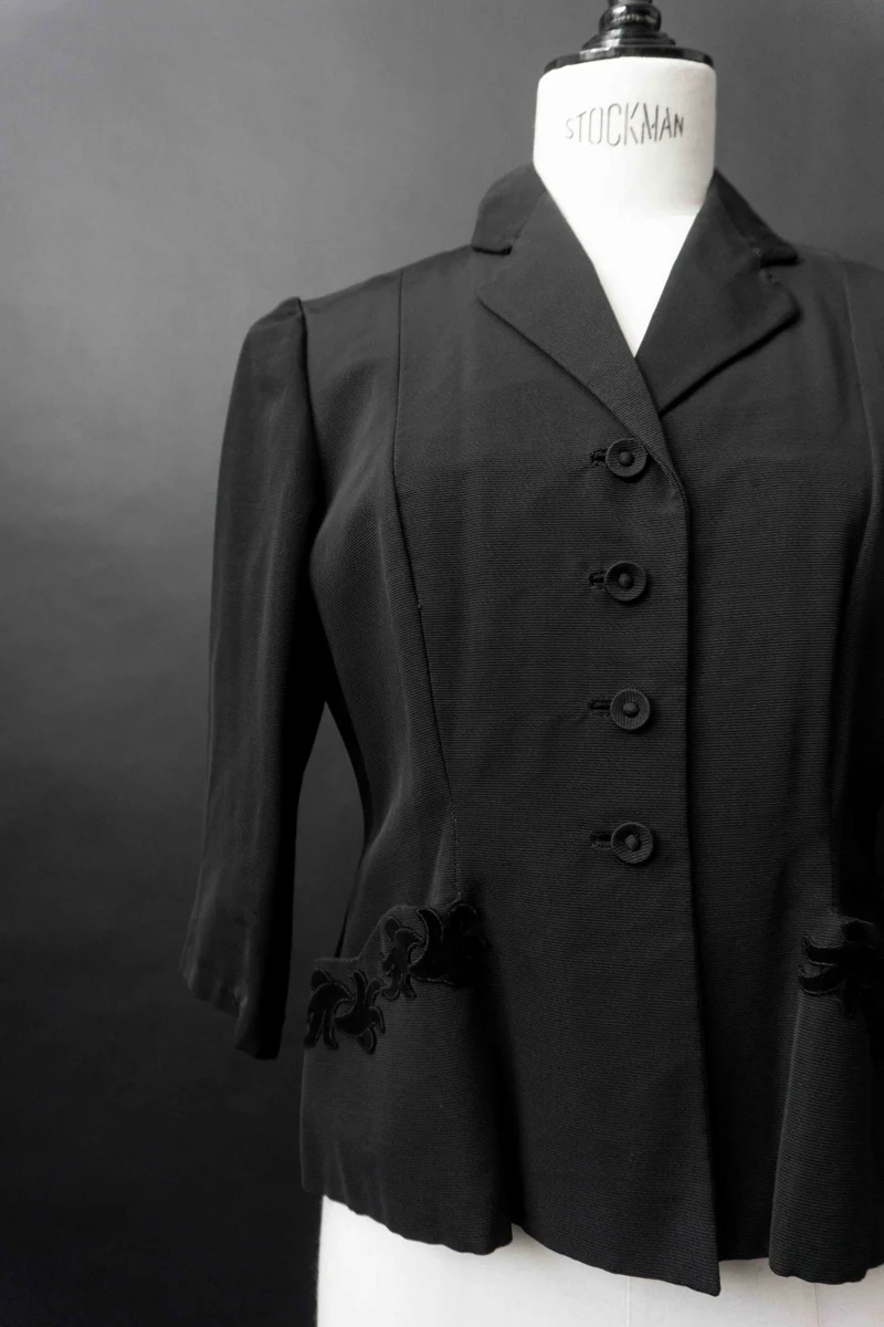 Vintage 40s Blazer Midnight Heiress, S–M