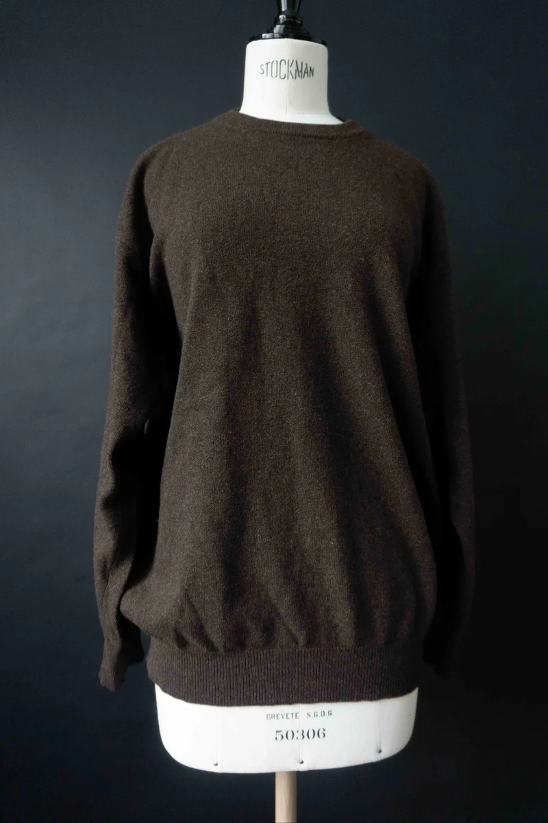Vintage Pullover Lammwolle, Braun, S–L