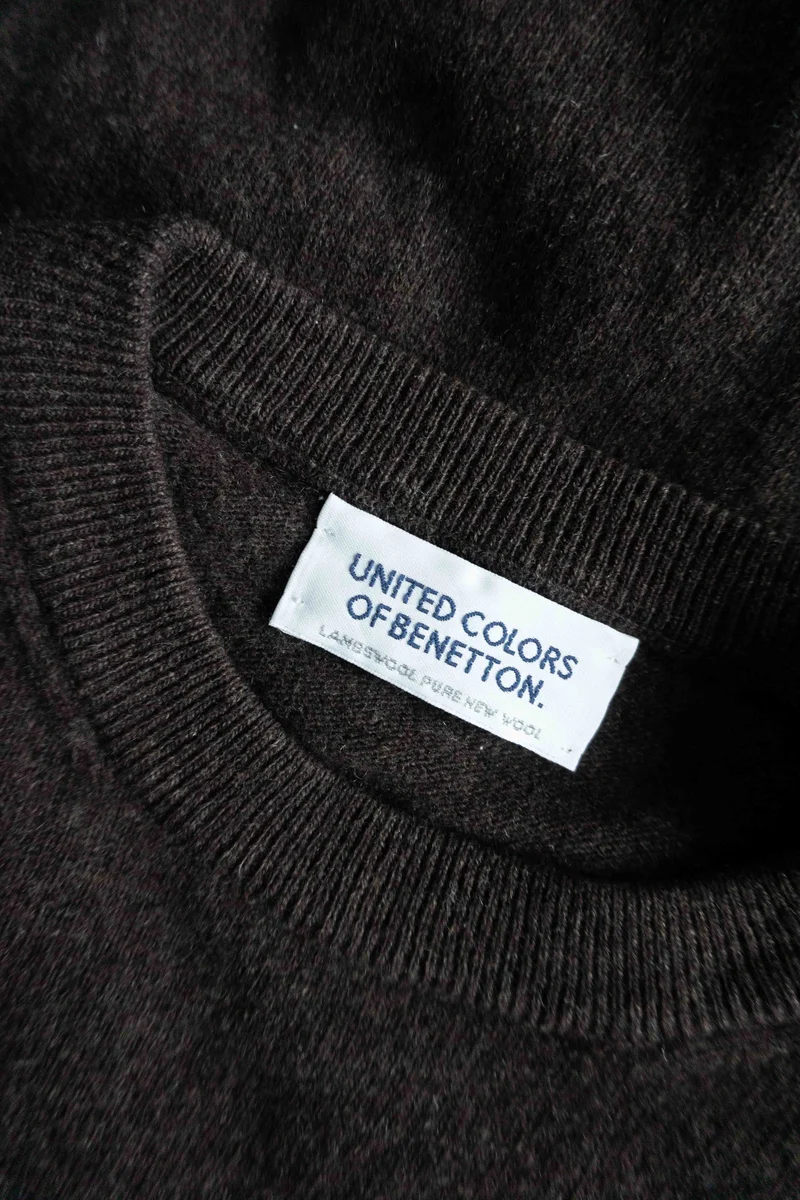 Vintage Pullover Lammwolle, Braun, S–L
