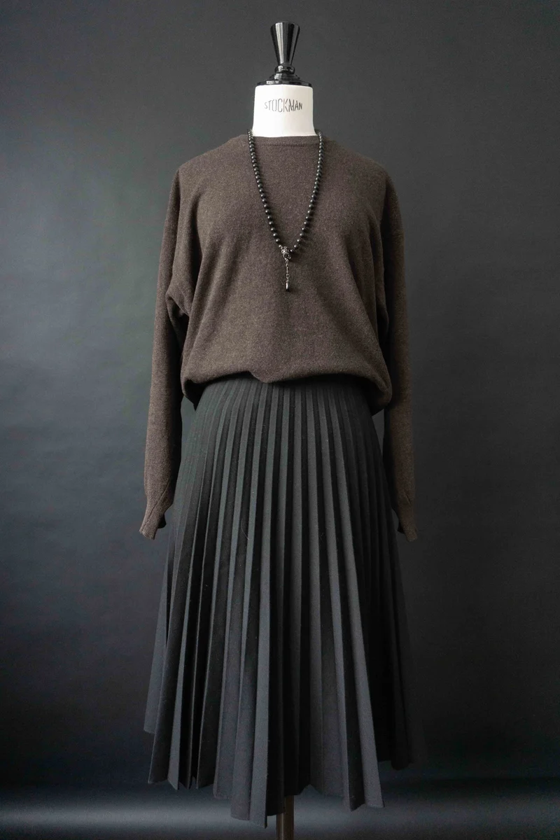 Vintage Pullover Lammwolle, Braun, S–L