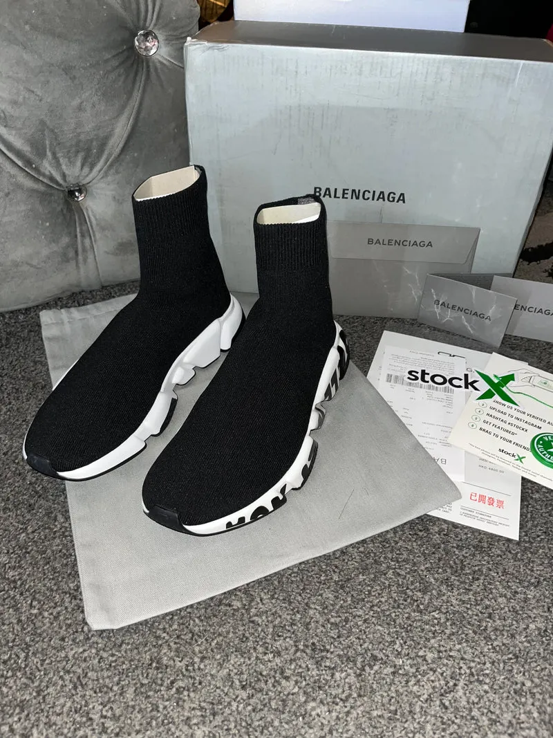 Black Writing Sock Trainers