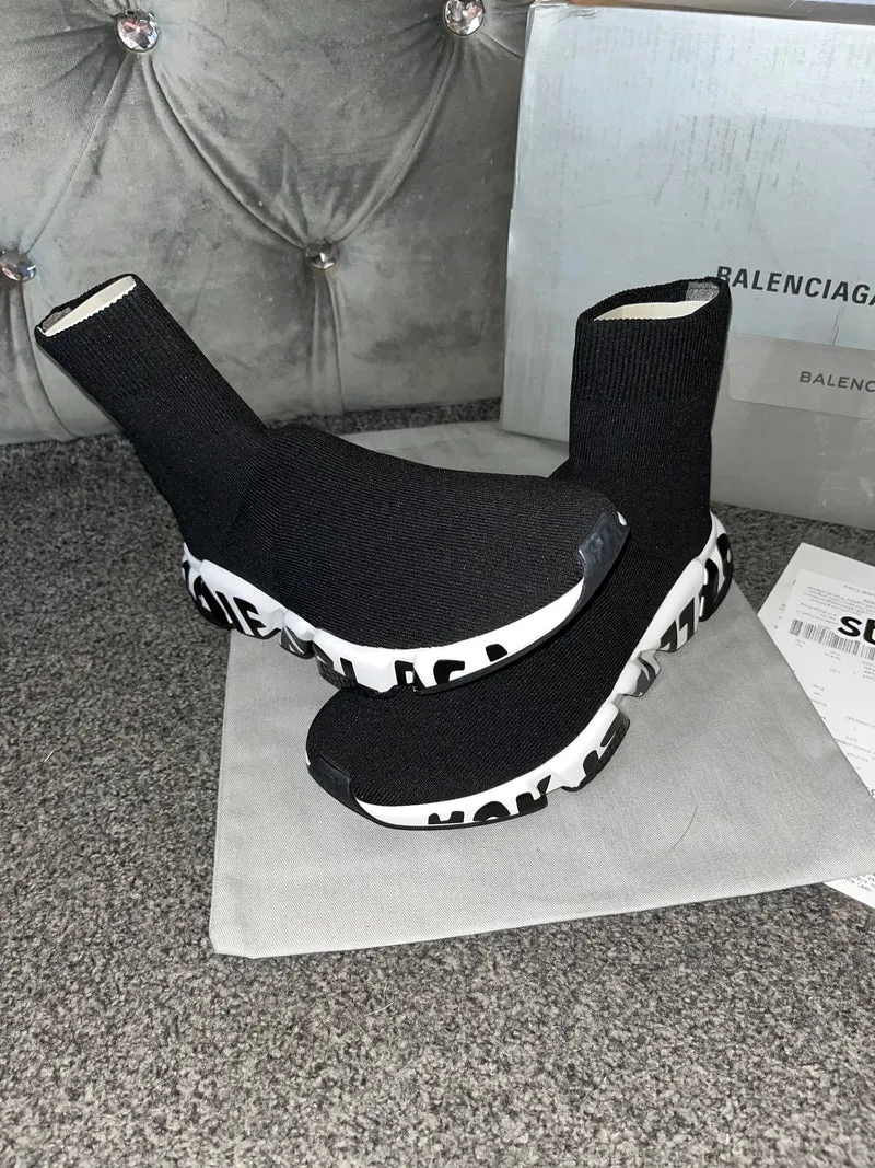 Black Writing Sock Trainers