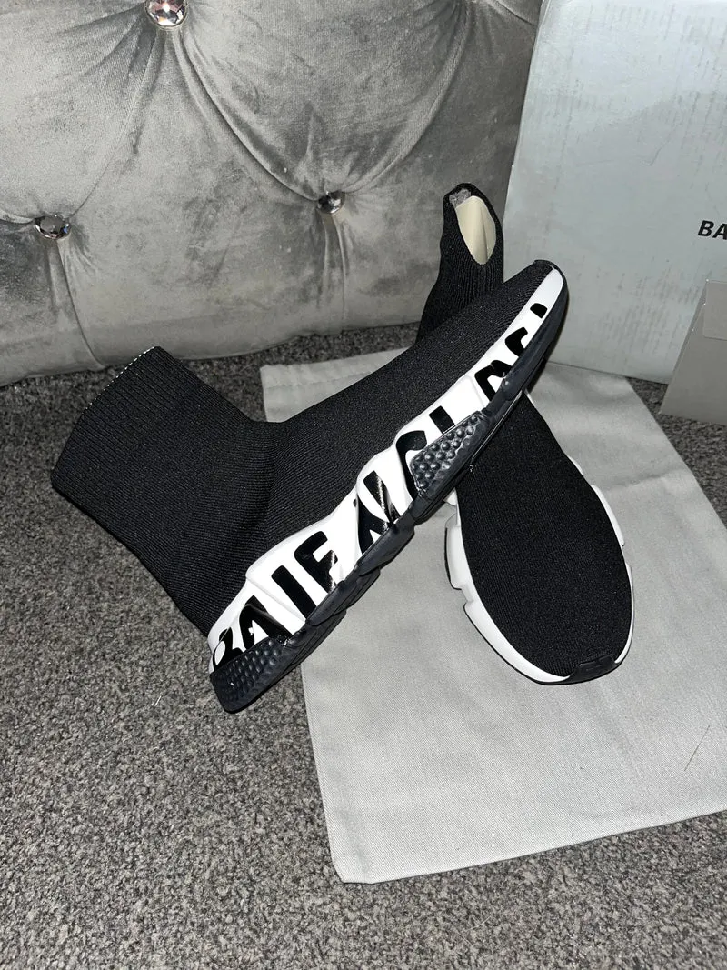 Black Writing Sock Trainers
