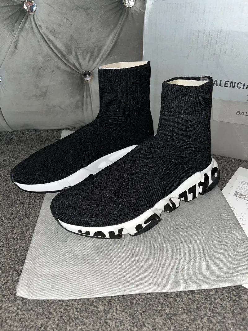 Black Writing Sock Trainers