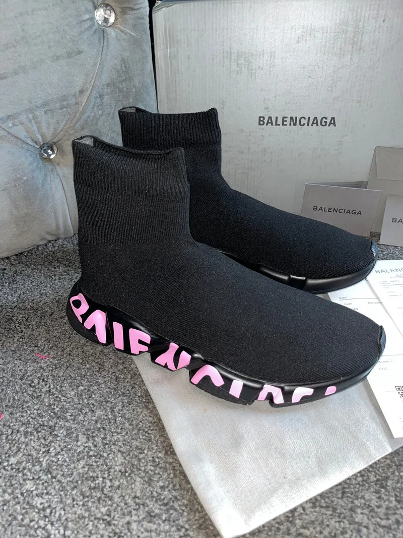 Pink Writing Sock Trainers