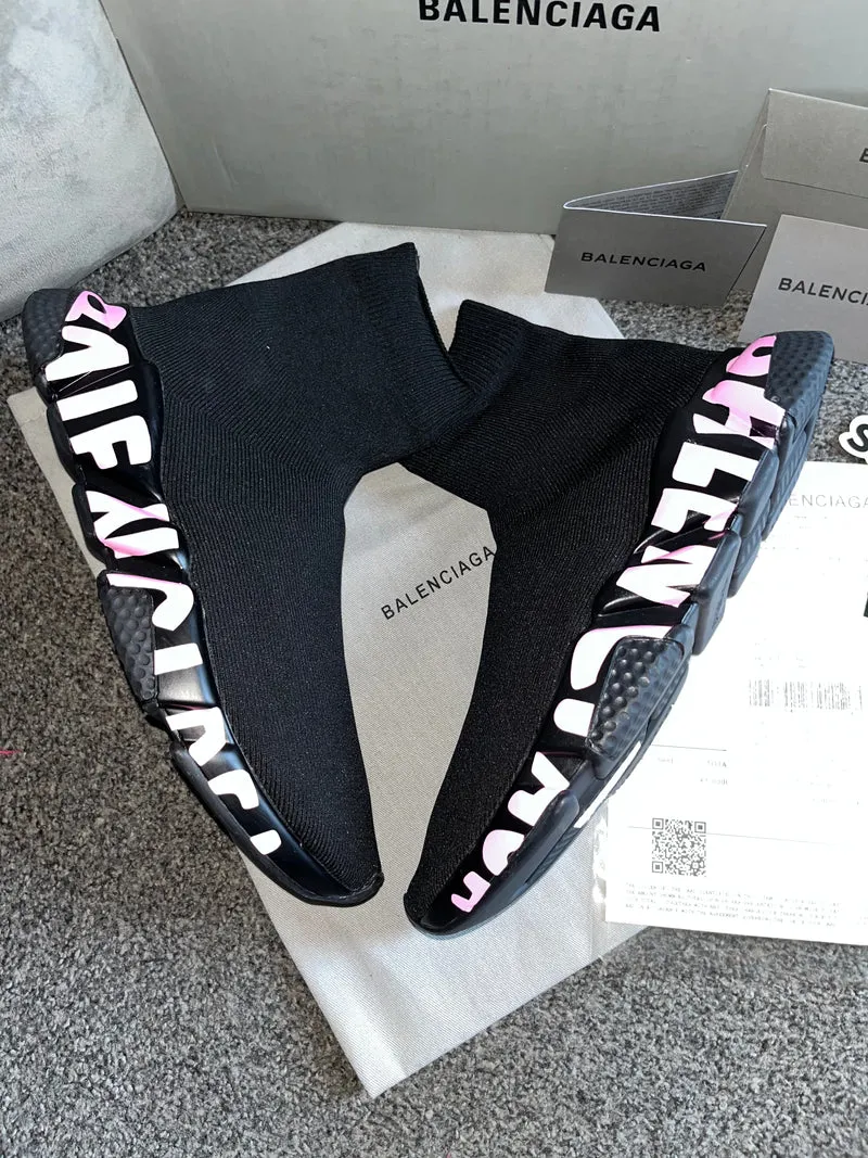 Pink Writing Sock Trainers