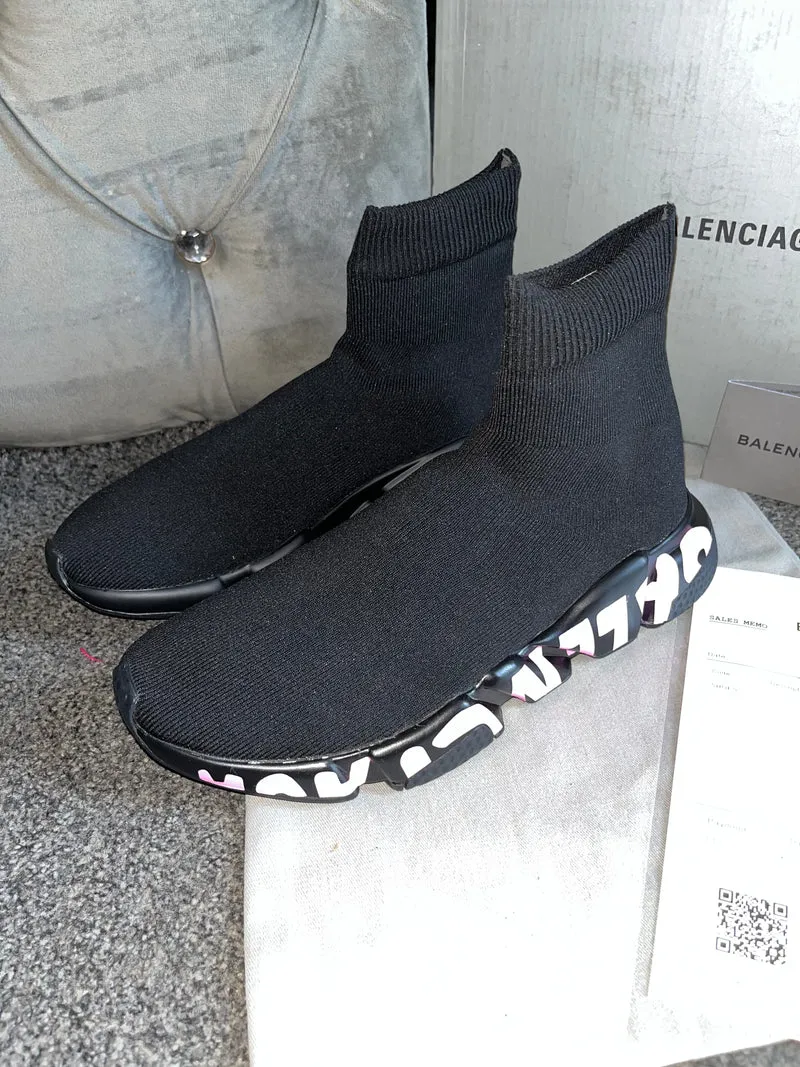 Pink Writing Sock Trainers
