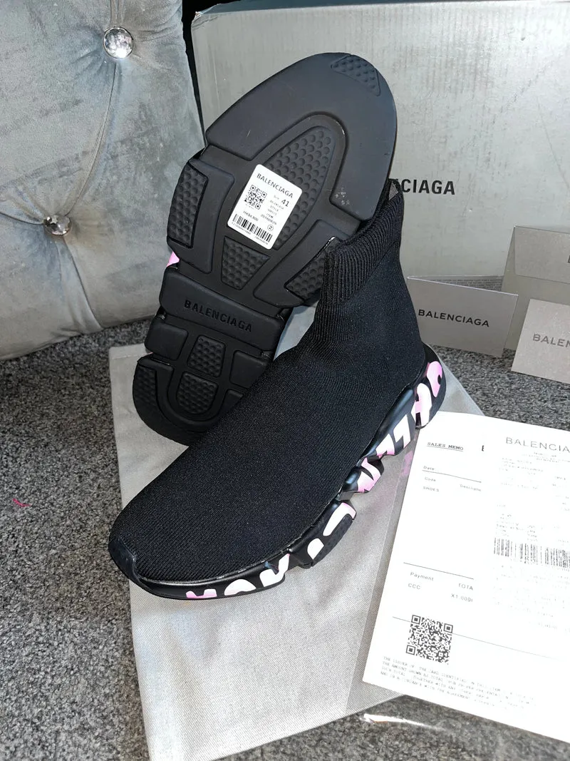 Pink Writing Sock Trainers