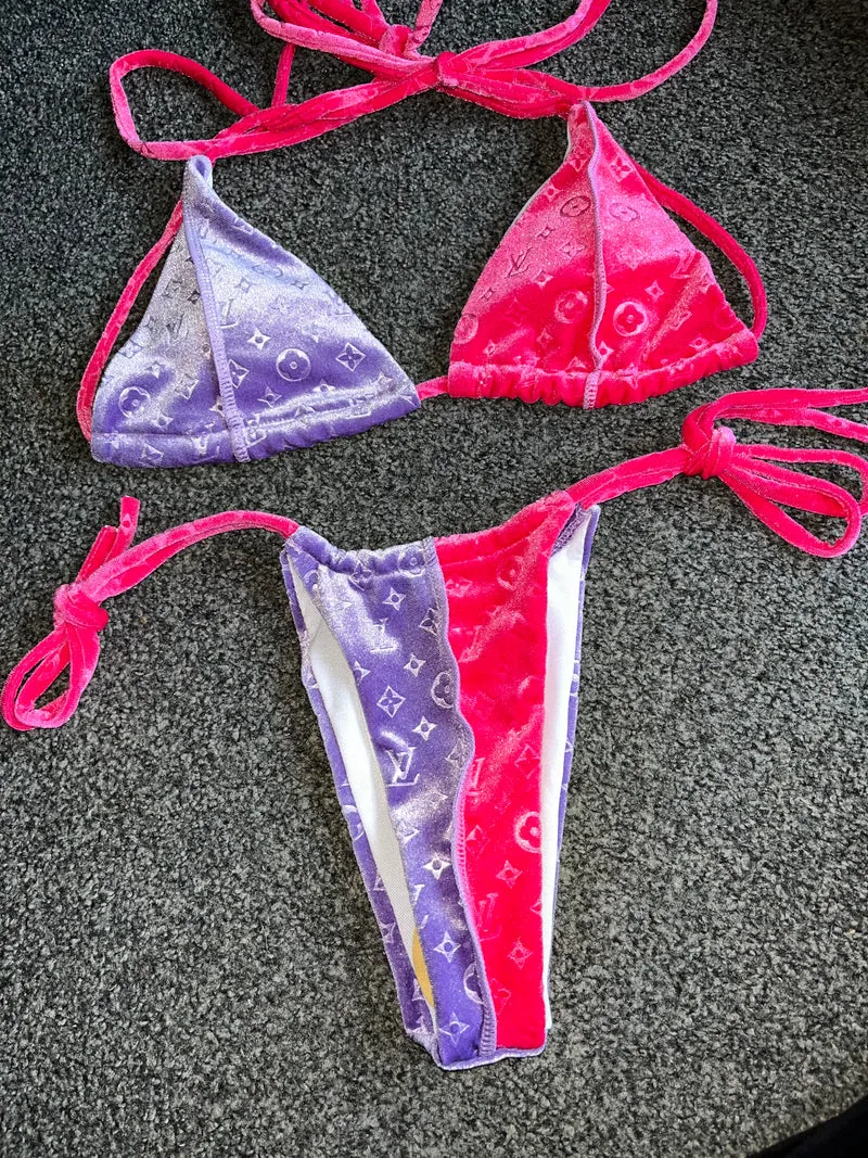 2pc Velvet Thong Bikini