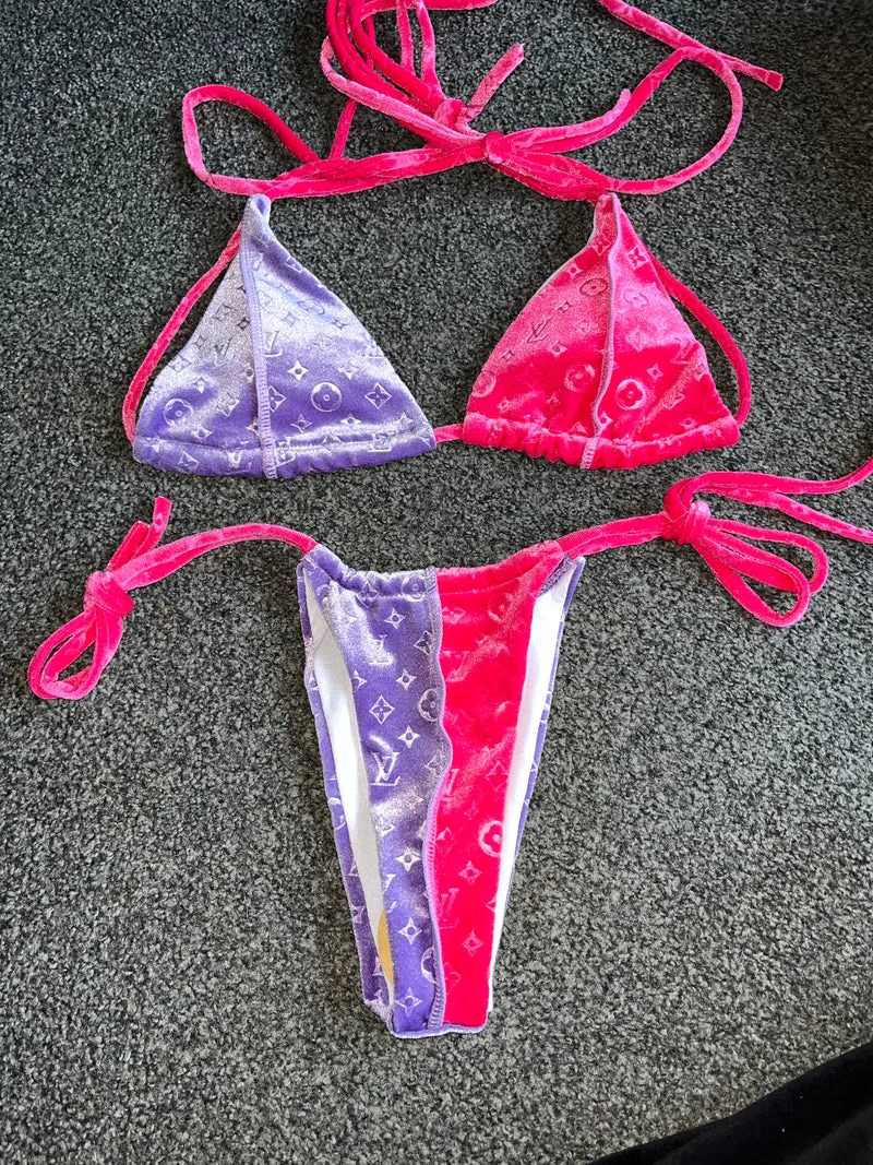 2pc Velvet Thong Bikini