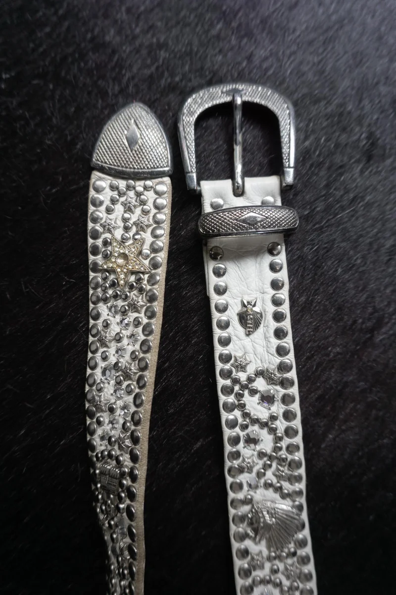 Vintage Kolster Gürtel, weißes Leder, S–L
