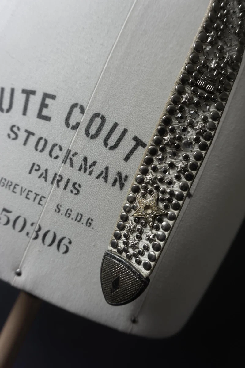 Vintage Kolster Gürtel, weißes Leder, S–L
