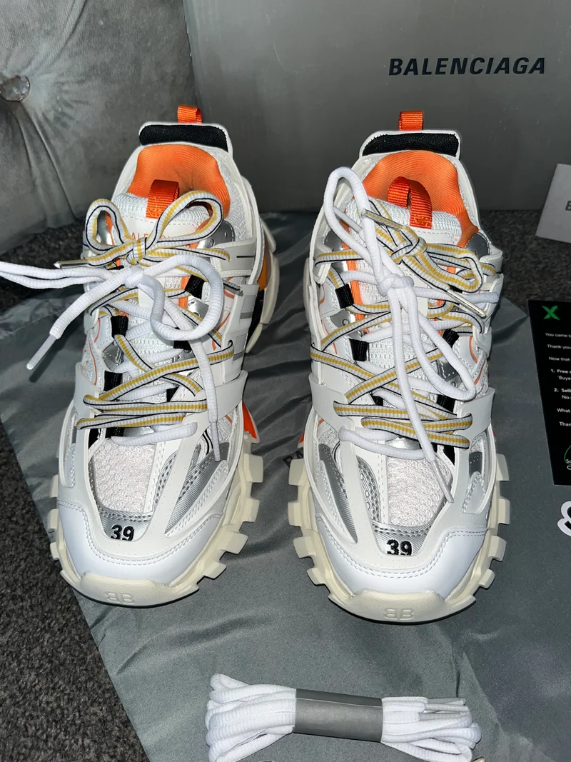 White & Orange Track Trainers