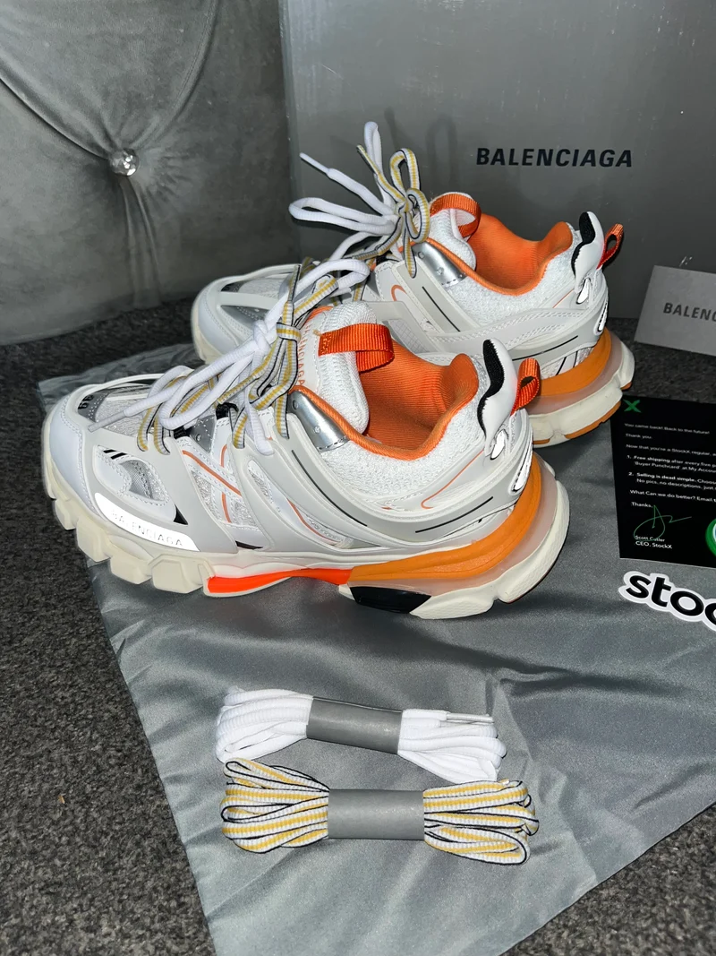 White & Orange Track Trainers