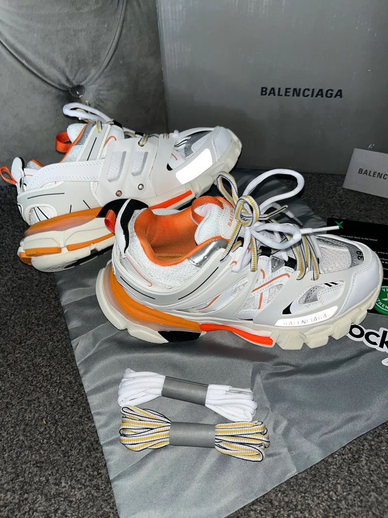 White & Orange Track Trainers