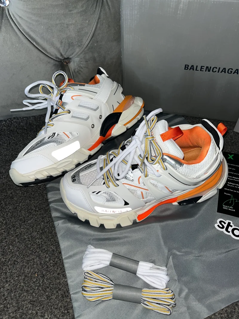 White & Orange Track Trainers