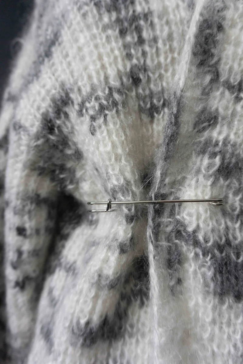 Vintage Handmade Mohair Strickjacke, S–M