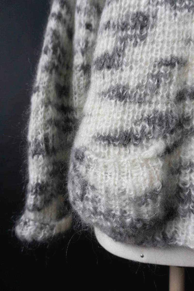 Vintage Handmade Mohair Strickjacke, S–M
