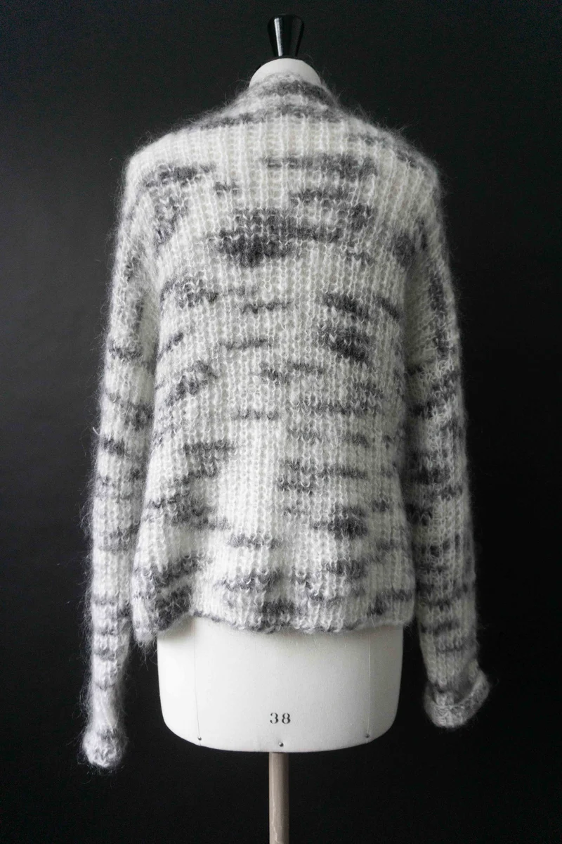 Vintage Handmade Mohair Strickjacke, S–M
