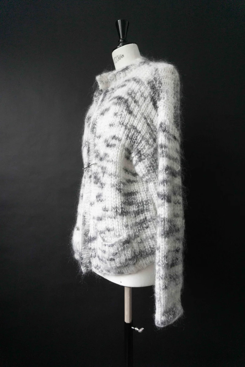 Vintage Handmade Mohair Strickjacke, S–M
