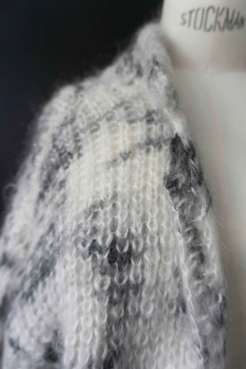 Vintage Handmade Mohair Strickjacke, S–M