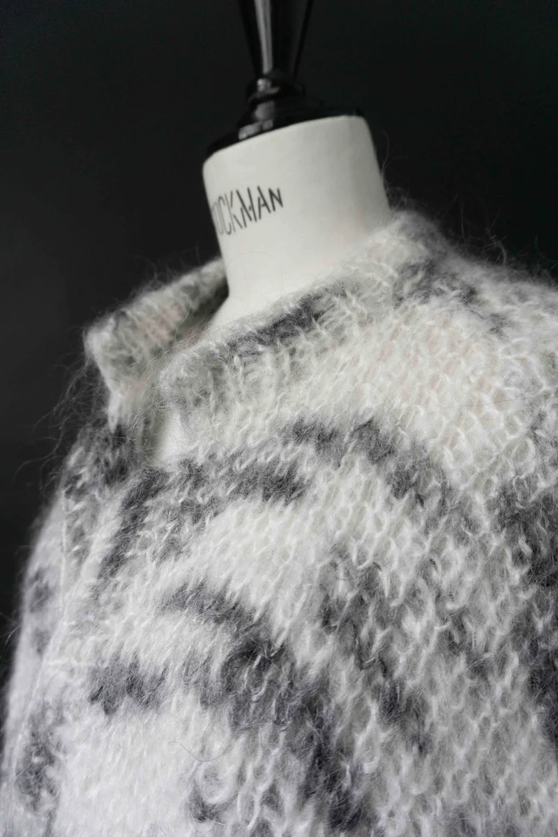 Vintage Handmade Mohair Strickjacke, S–M