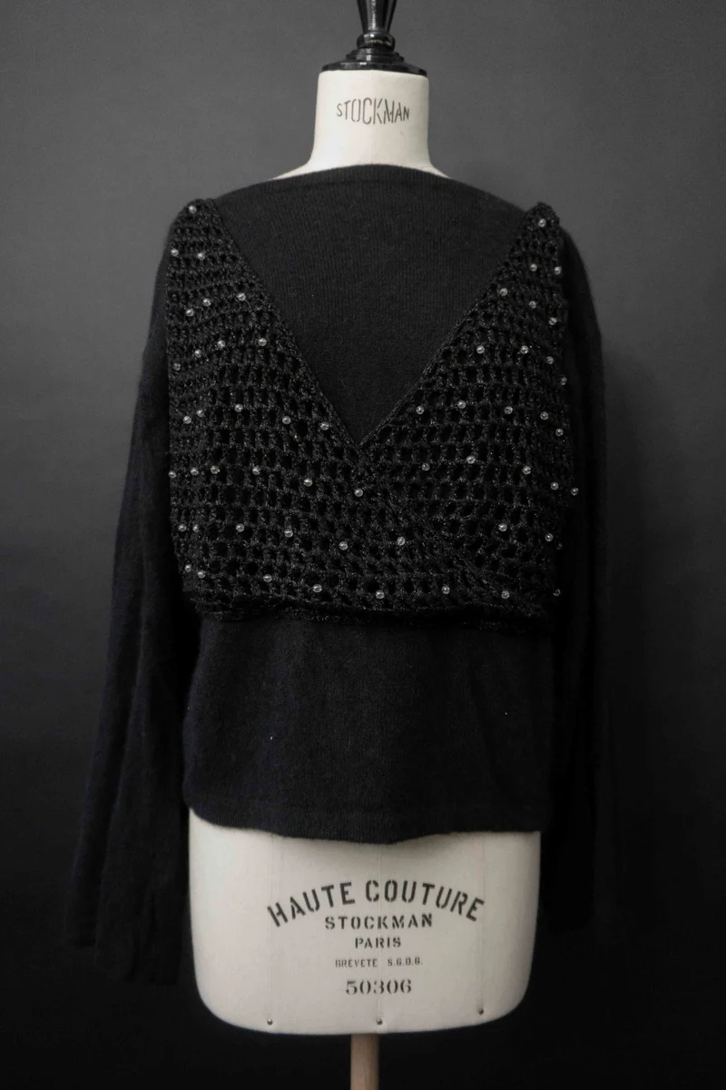 Vintage Angora Pullover, U-Boot-Ausschnitt, S–M