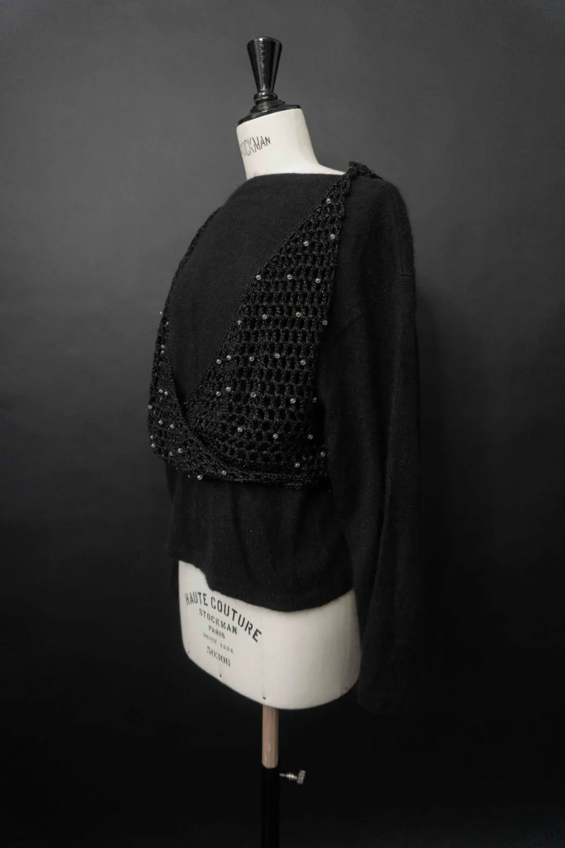 Vintage Angora Pullover, U-Boot-Ausschnitt, S–M
