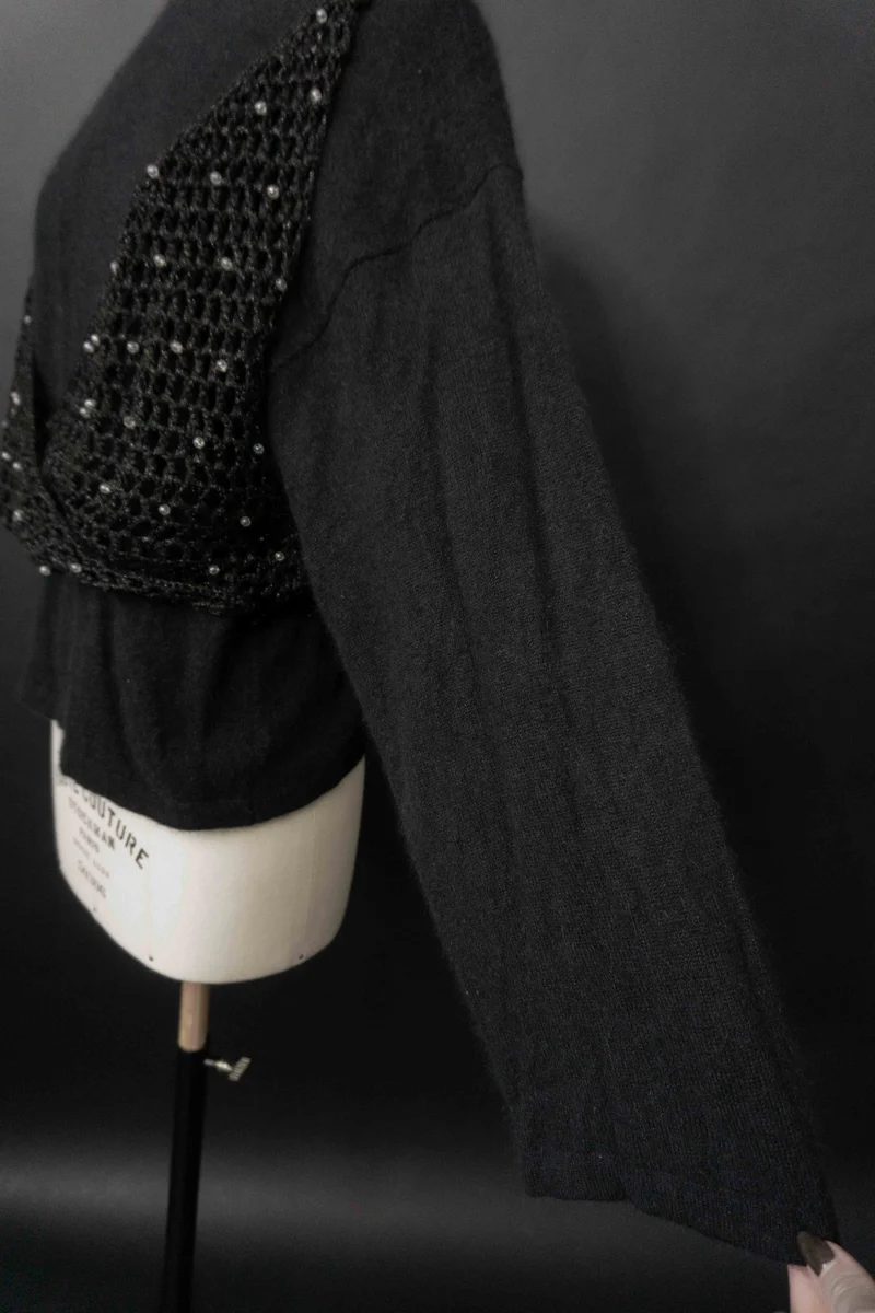 Vintage Angora Pullover, U-Boot-Ausschnitt, S–M