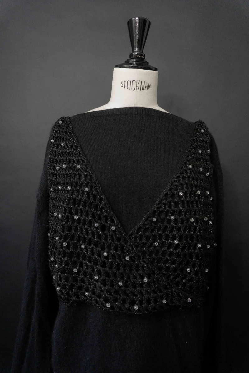 Vintage Angora Pullover, U-Boot-Ausschnitt, S–M