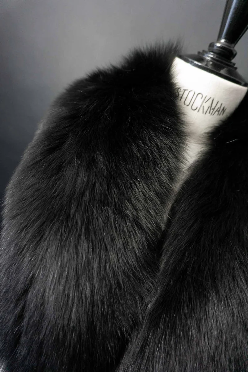 Vintage Pelzkragen Fuchs, Schwarz