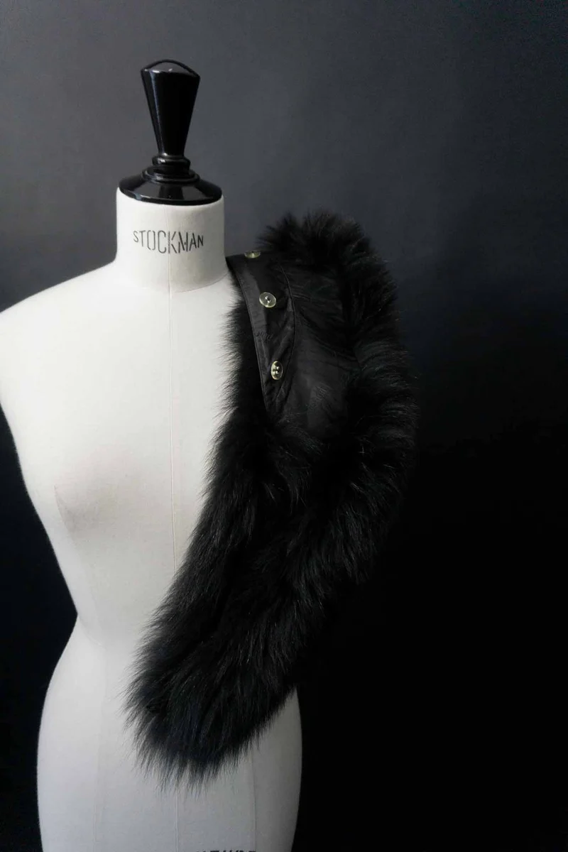 Vintage Pelzkragen Fuchs, Schwarz