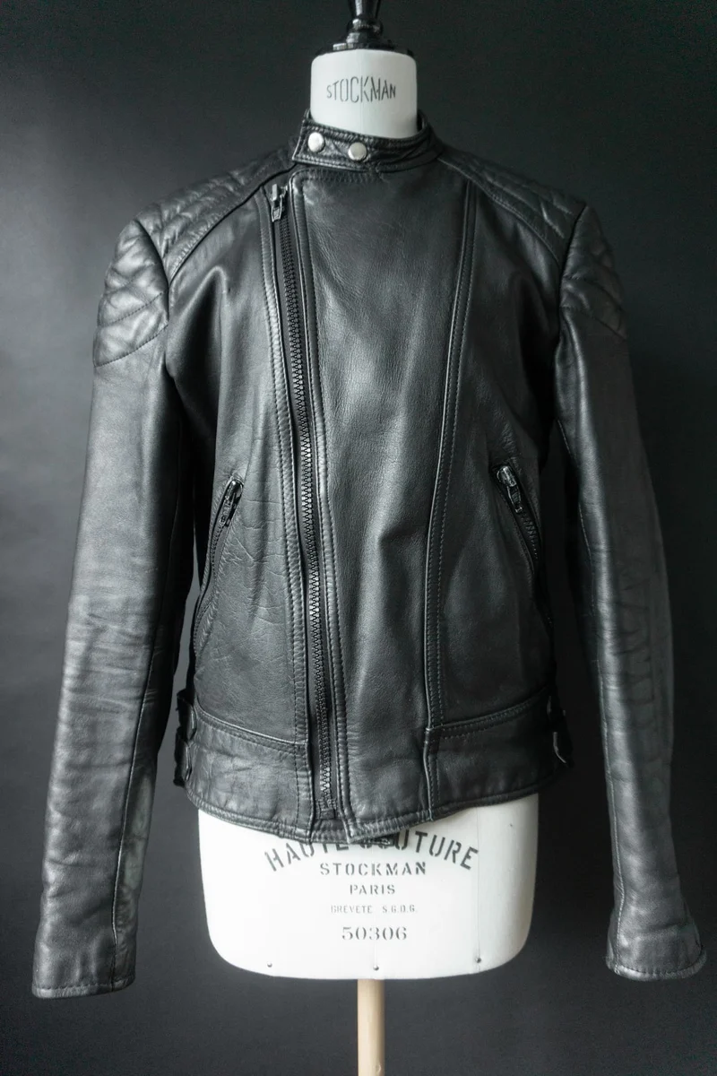 Vintage Bikerjacke Echtleder, S–M
