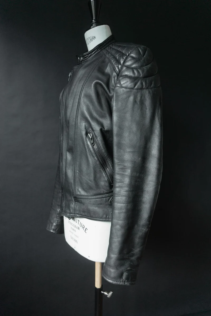 Vintage Bikerjacke Echtleder, S–M