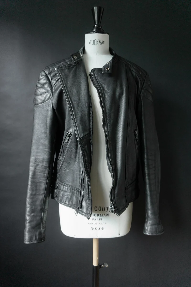 Vintage Bikerjacke Echtleder, S–M