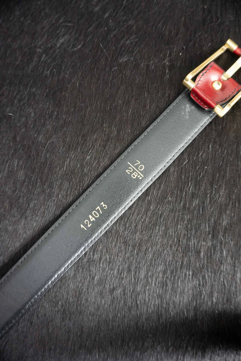 80s Aigner Ledergürtel in Bordeauxrot, 70