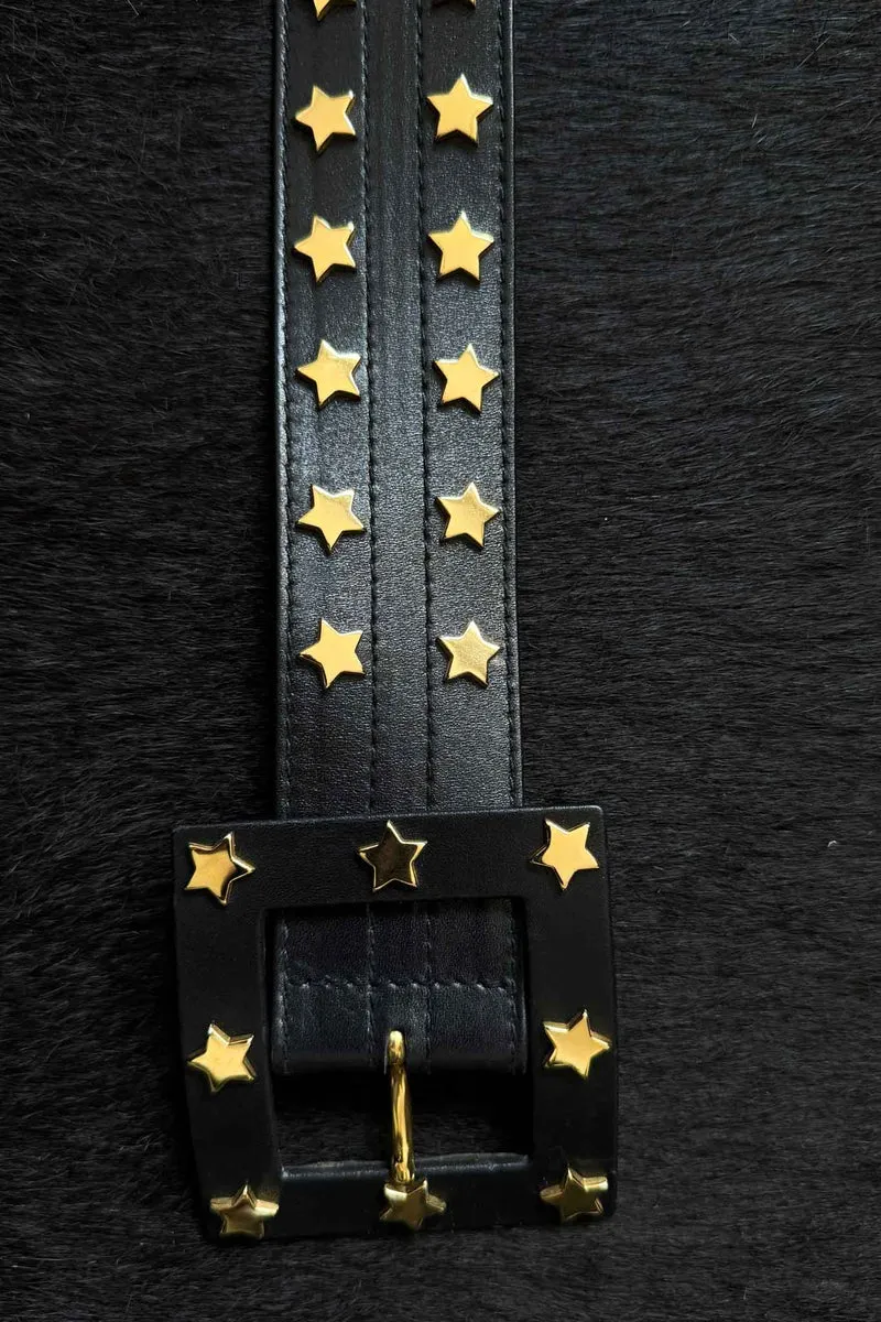 Vintage 80s Escada Ledergürtel mit Sternnieten, 38