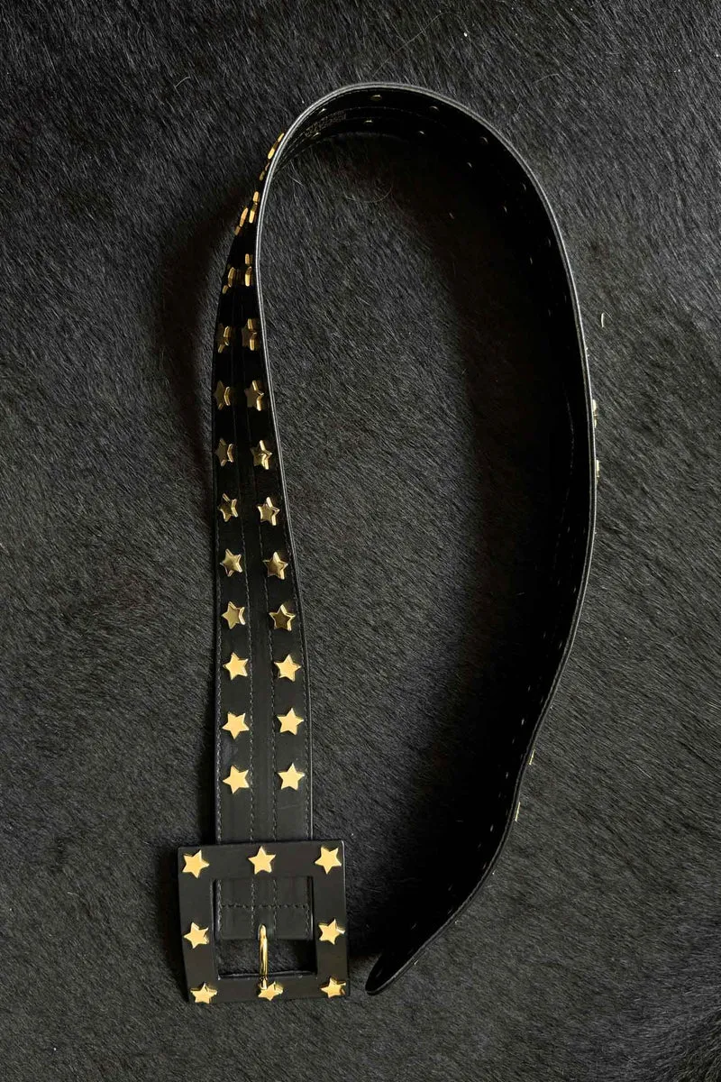 Vintage 80s Escada Ledergürtel mit Sternnieten, 38