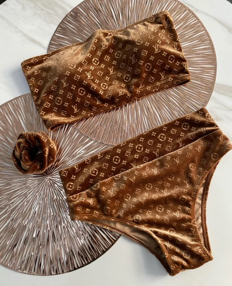 3pc Hairband Velvet Bikini Set