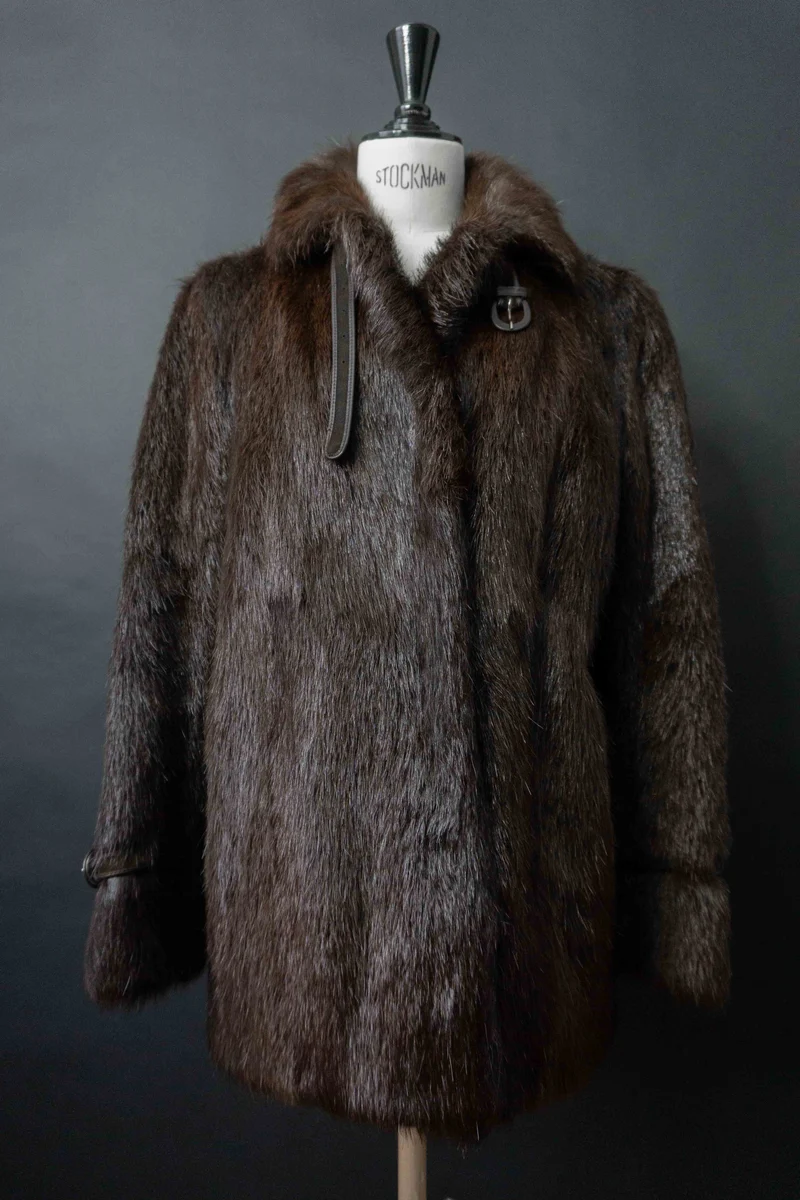 Vintage Pelzmantel, Braun, S–M