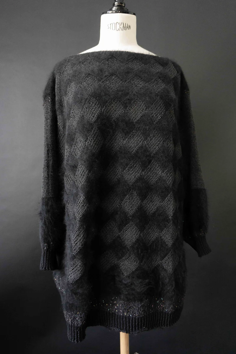 Vintage Angora Pullover, Handmade, M–L