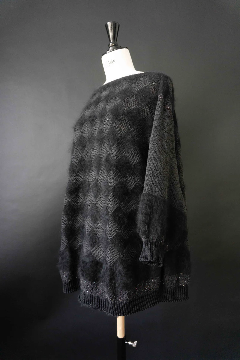 Vintage Angora Pullover, Handmade, M–L