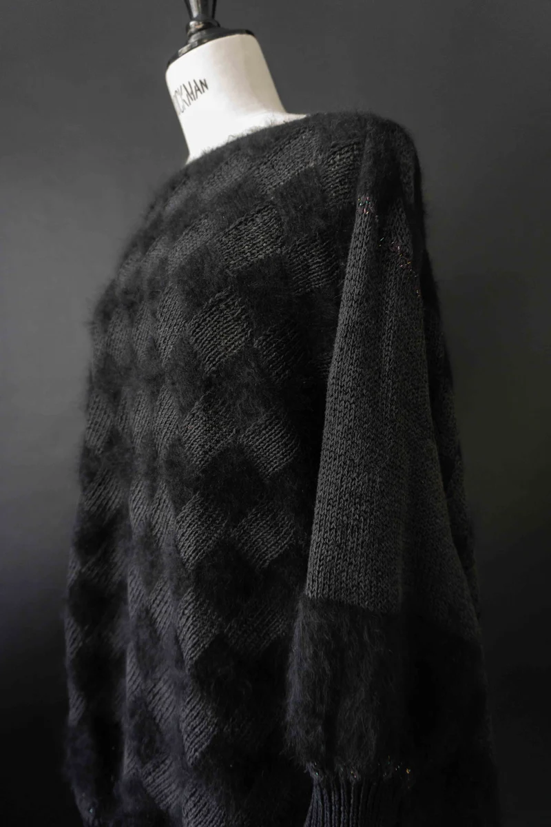Vintage Angora Pullover, Handmade, M–L