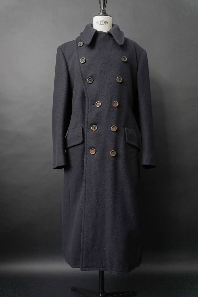 Vintage Military Wollmantel, Navy, M–L