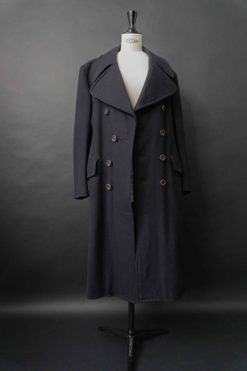 Vintage Military Wollmantel, Navy, M–L